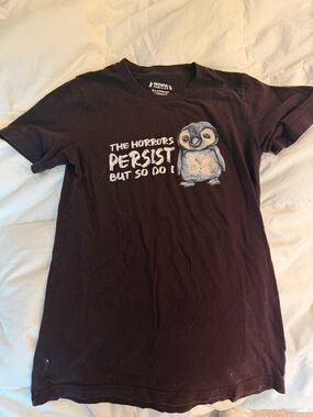 Graphic Tee - Horrors Persist - Comfort Colors tee in Oxblood. Size small.